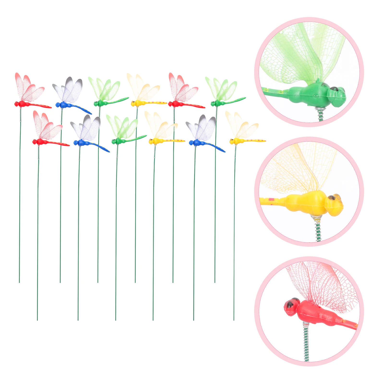

12pcs Simulated Dragonfly Decoration Stakes Bright Colorful Garden Stake Decor Yard Lawn Ornament Grassland Crafts