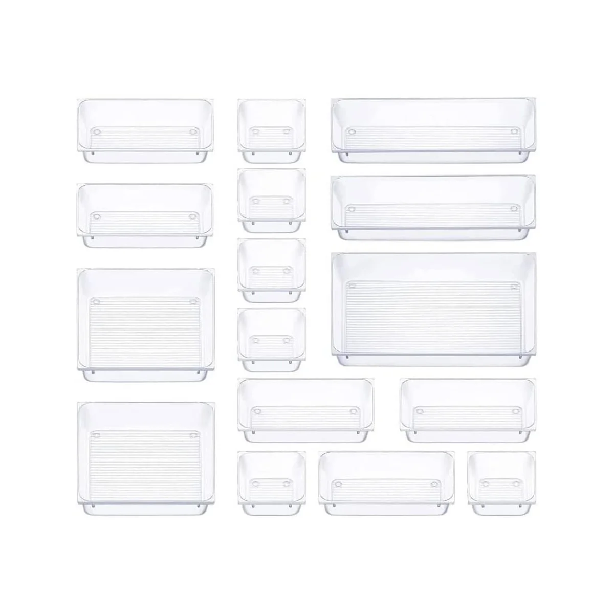 

16 PCS Plastic Drawer Organizer Storage Bins Clear Drawer Dividers Trays for , Jewelry