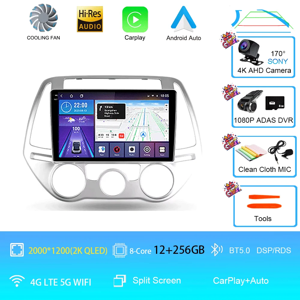 Android 16 Carplay Auto Multimedia Speler Autoradio voor Hyundai I20 2010 2012 2013 2014 DSP Autoradio GPS Stereo 2din Head Unit