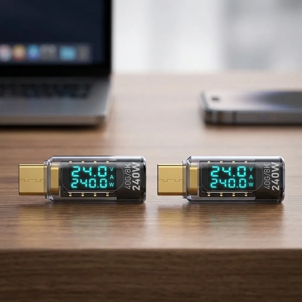 LED Digital Display C Tester Connector for usb4 Compatibility 40Gbps Data Transfer Sturdy Aluminum Structure LED