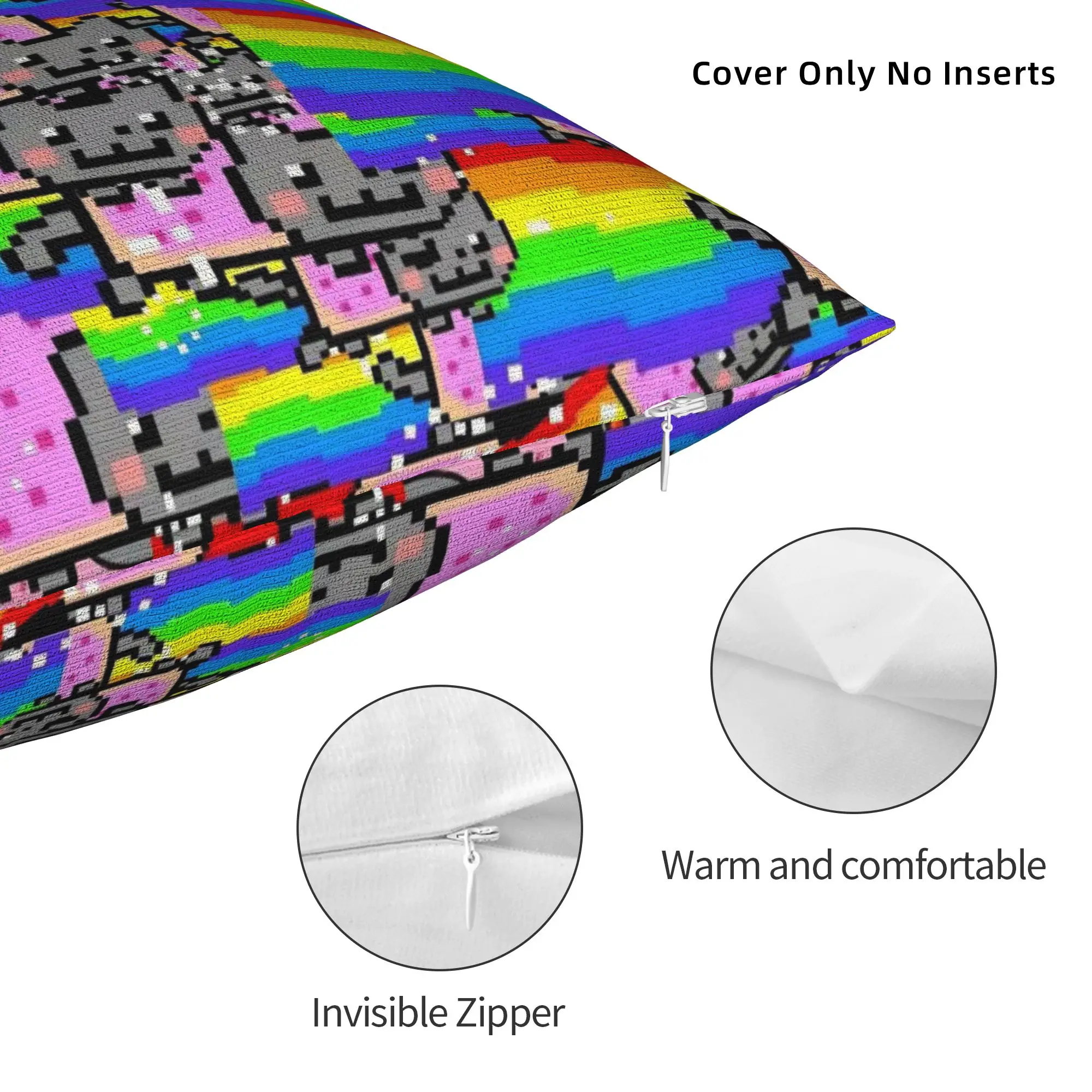 Print Nyan-Cats Rainbow Funny Game Pillowcase Polyester Cushion Cover Gift Internet Meme Throw Pillow Case Cover Drop Shipping