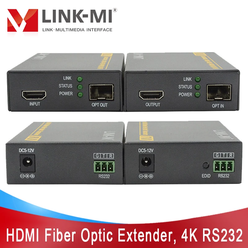 LINK-MI 2KM HDMI Fiber Optic Extender Single-mode Multimode Extender Support 4K2K RS232 2KM 300m/10km with HDMI1.4 EDID Fiber