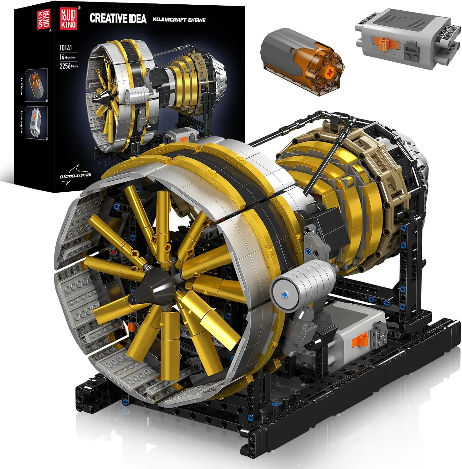 

MOLD KING 10141 MOC Technology Комплект строительных блоков для авиационного двигателя включает в себя двигатель и аккумуляторный ящик