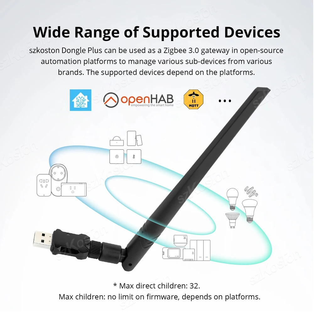 محور USB لاسلكي عالمي مفتوح المصدر ، عصا بوابة ، مساعد منزلي ، ZigBee مع ، Dongle Plus-E ، OpenHAB ، Zigbee2MQTT