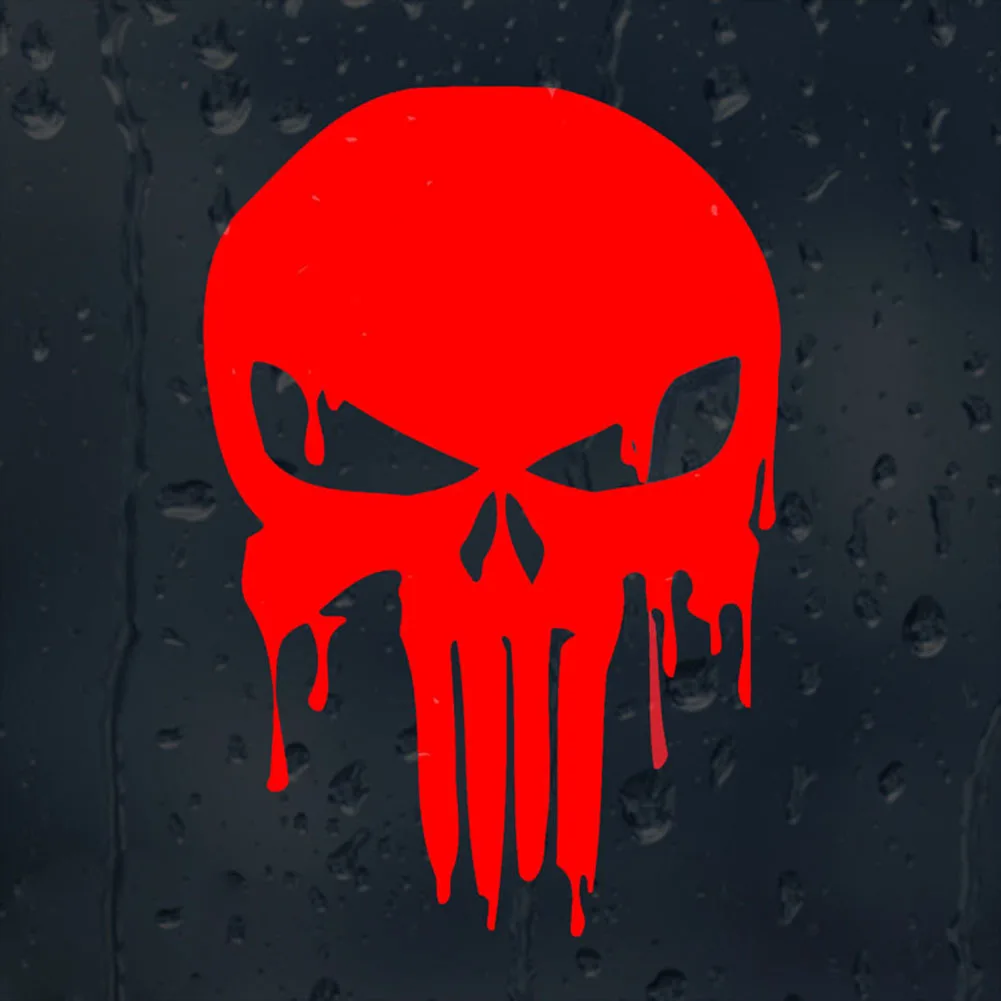 Car Sticker 15x10.1cm Bloody Punisher Skull Reflective Motorcycle Decal Red