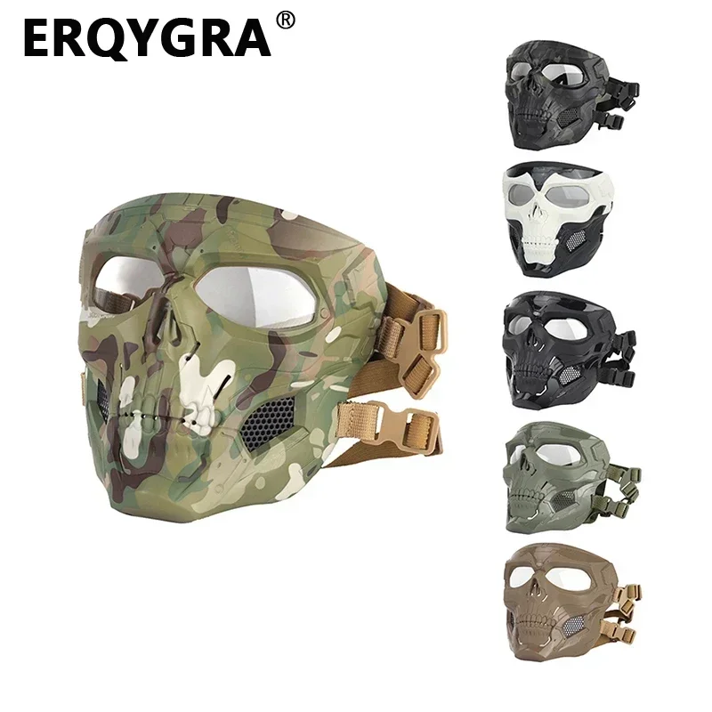 ERQYGRA Tactical Full Face Mask Halloween Cycling Skull Messenger Film Theme Party Gift Costume Paintball Accessory Movie Props