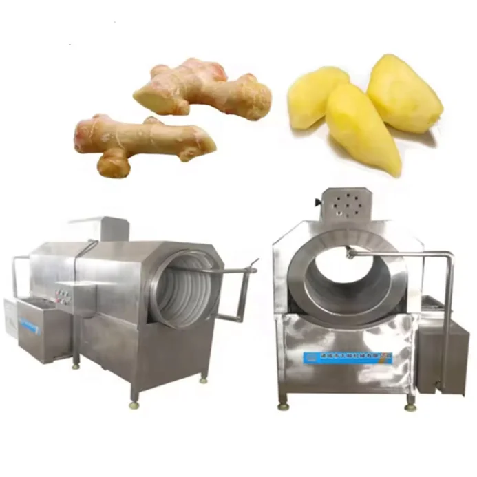 

1000kg Automatic Water Jet Root Vegetable and Fruit Brush Drum Washing Cleaning Machine Ginger Drum Washer Machine