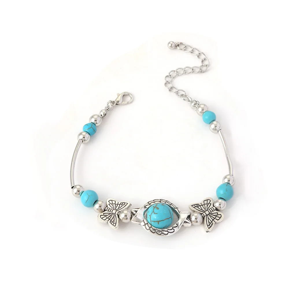 1 Piece Women Fashion Gem-stone Butterfly Adjustable Bracelet Beaded Bracelet For Women