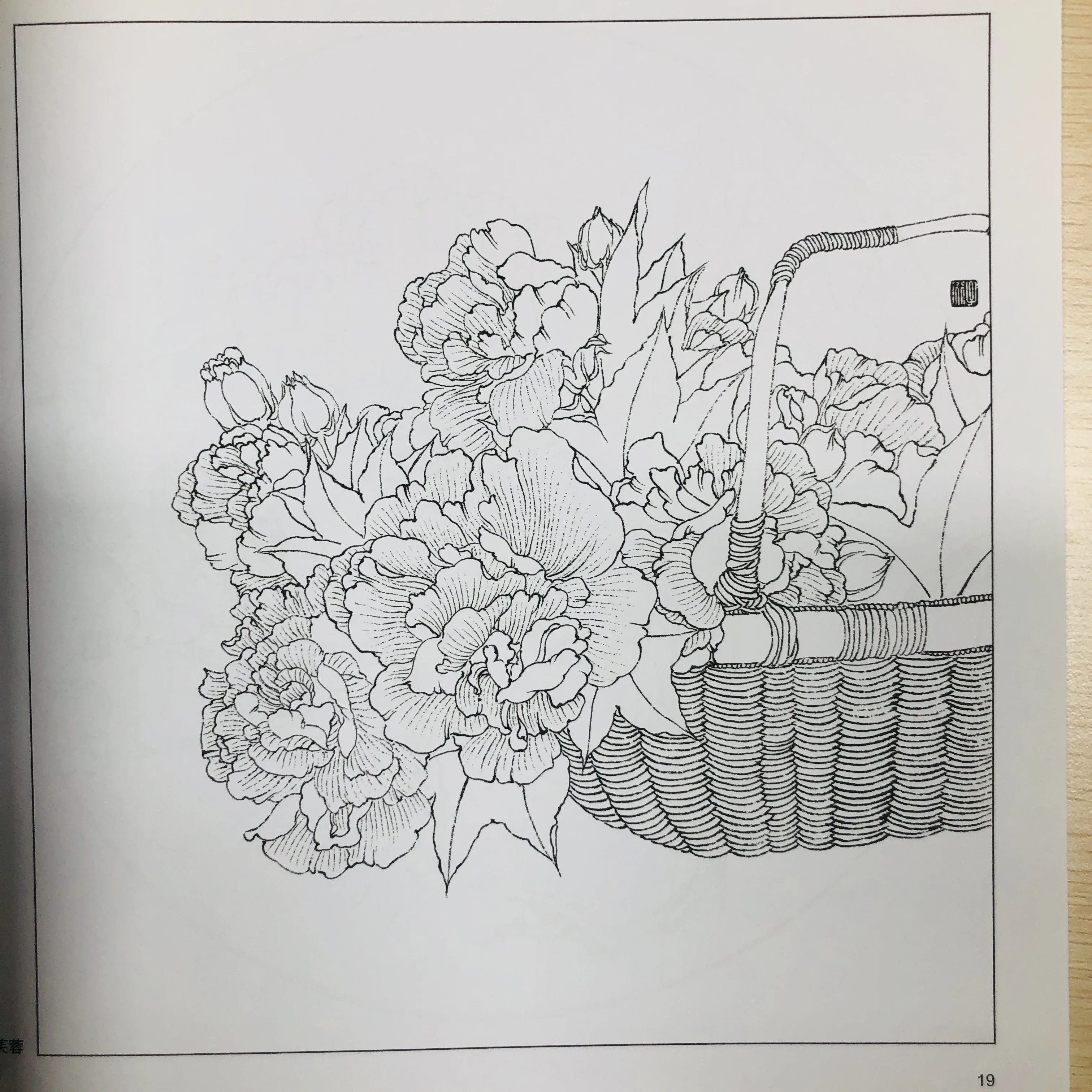 Coloring Book for Adults and Teens Featuring  with Easy and Simple Designs for Relaxation Chinese painting sketch