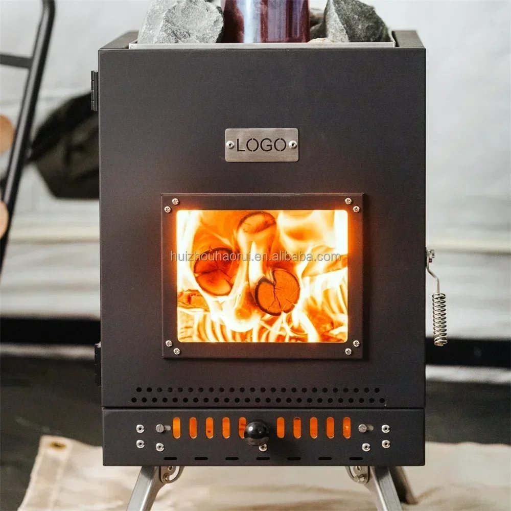 

Custom Portable Black Dry steam Sauna Stove Outdoor Camping Tent Heating Wood Burning Stove