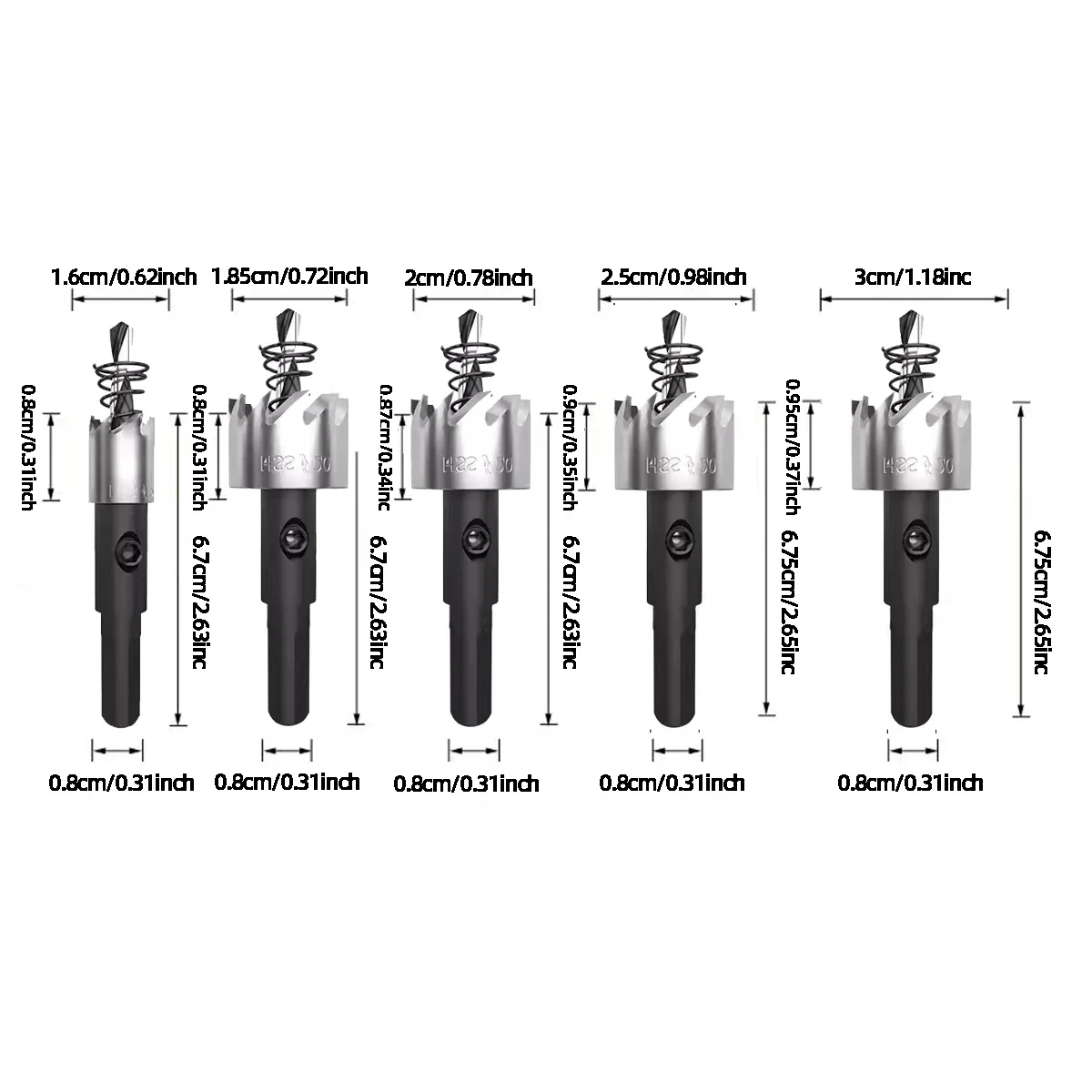 High Speed Steel Sawtooth Tapper Aluminum Plate Iron Plate Drilling and Opening Natural Color Drill 16 to 30mm Tool Set