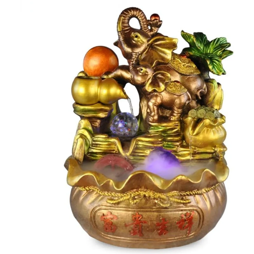 Wufu Linmen gourd ornament Pendant flowing water fountain feng shui beckoning fortune indoor home furnishings ornaments fish