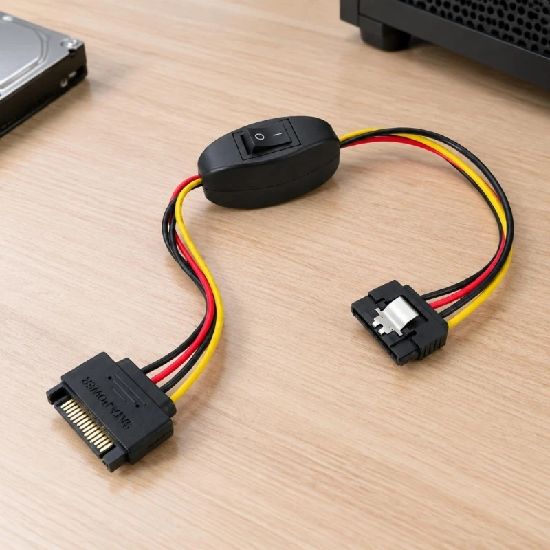 D7YC Flexible PVC Serials ATA Power Extension Cable with Manual Switches for Desktop Drive Routing During Assembly and