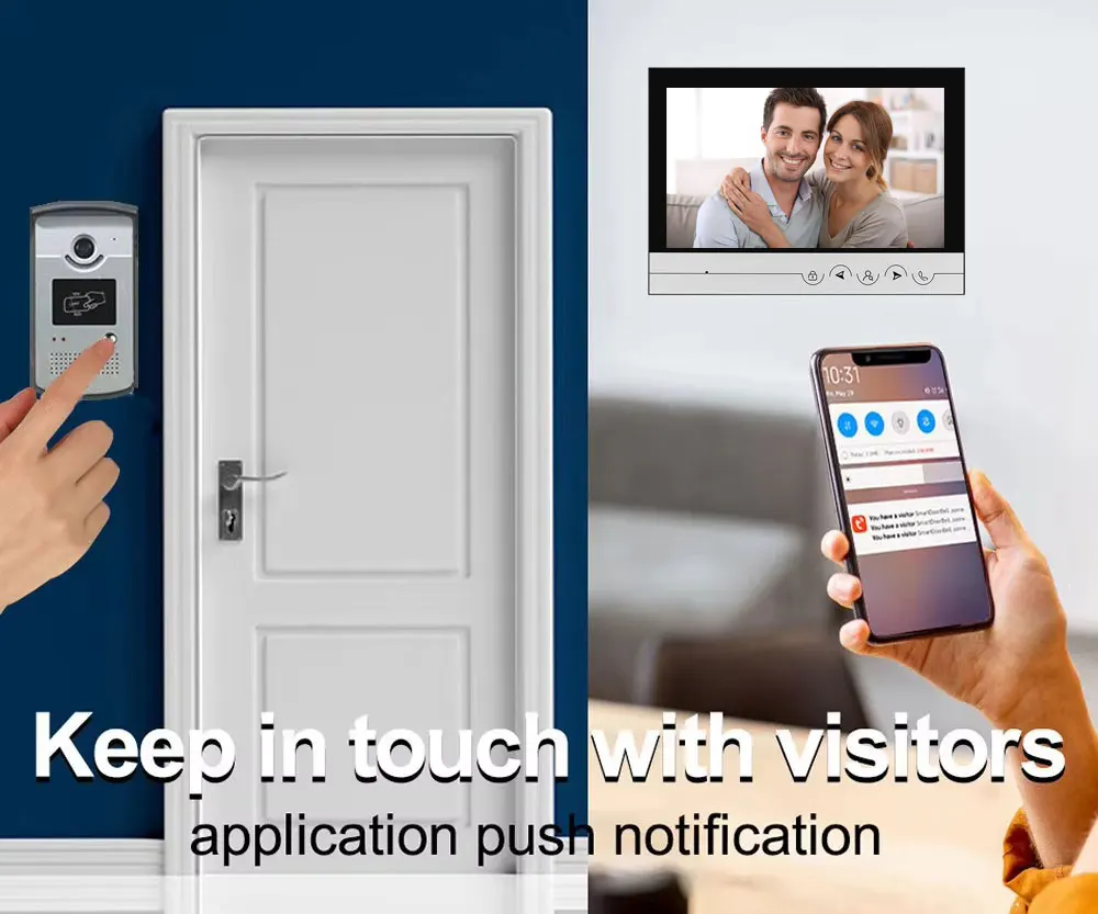 9 Inch Tuya Monitor Smart WiFi Video Doorbell Doorphone with RFID Access Camera Video Door Phone Intercom System Support TF Card