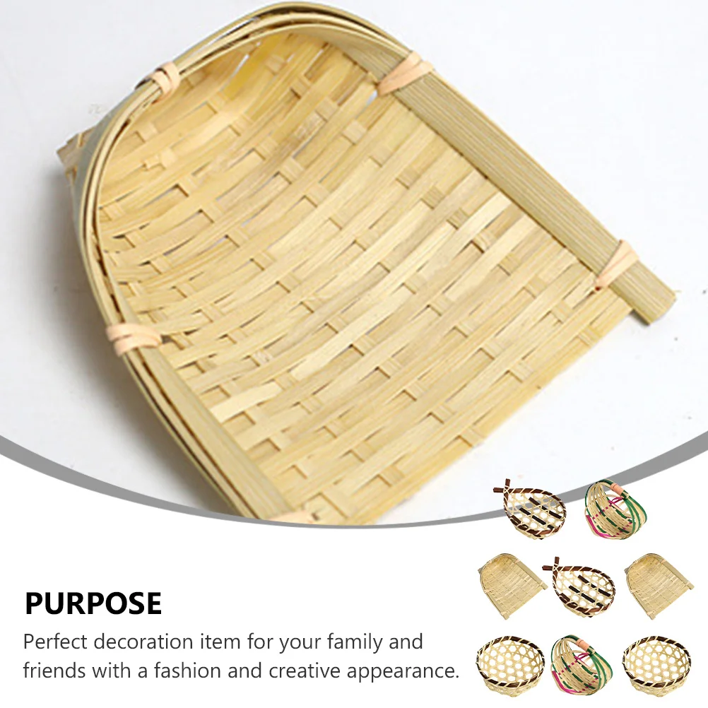 

8 Pcs Fruit Basket Mini Hand Woven Baskets Dustpan Handicrafts Bamboo Decorative Photo Props