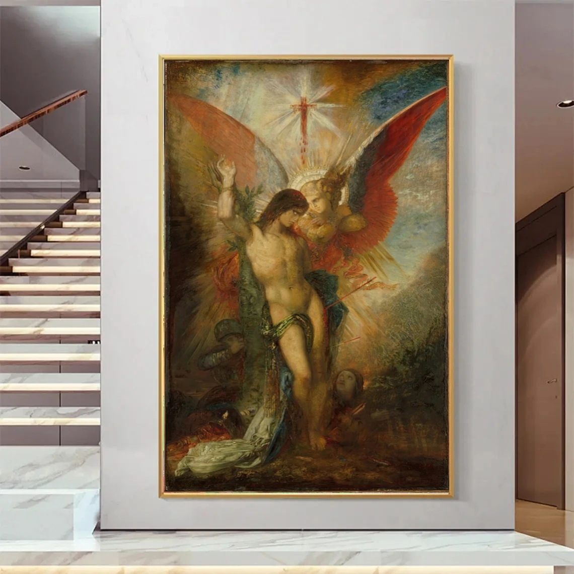 Classic Figure Art Saint Sebastian And The Angel (C. 1876) Gustave Moreau Oil Painting Reproduction on Canvas Hand Painted Decor