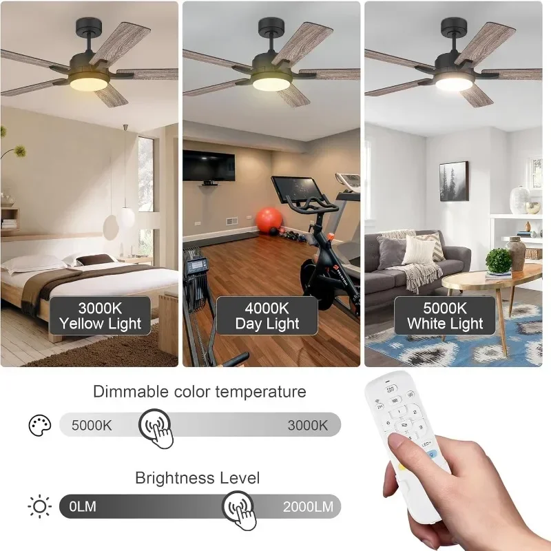 Cumilo-ventiladores de techo inteligentes con luces remotas, silencioso Motor de CC, interior al aire libre, ventilador de techo de granja moderno, regulable, 6 velocidades