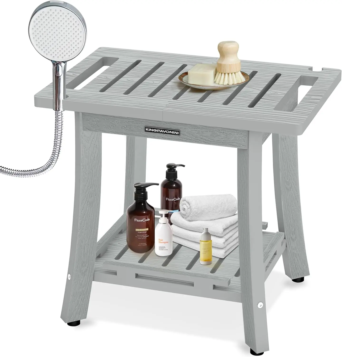 

Waterproof Shower Bench with Storage Shelf, Heavy Duty 400LBS Shower Seat for Bathroom Indoor Outdoor Use