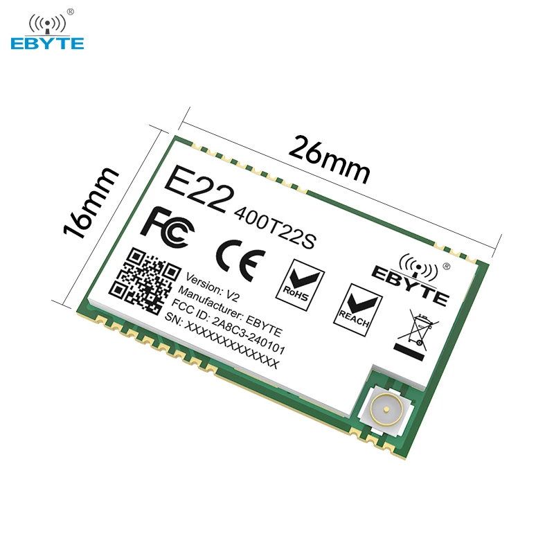 LoRa Wireless Module 433MHz Data Transmission Module EBYTE E22-400T22S-V2 22dBm 5Km IPEX/Stamp Hole Antenna SMD Module