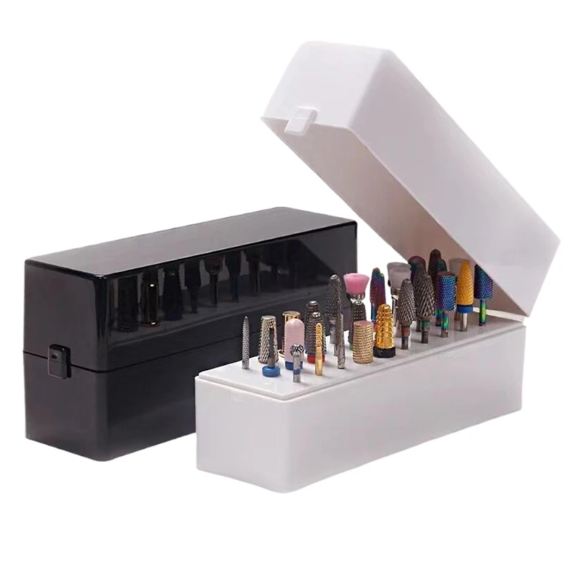 Scatola portaoggetti per punte da trapano per unghie a 30 fori Supporto per testa per molatura per unghie Contenitore per esposizione Fresa Supporto per organizer per manicure