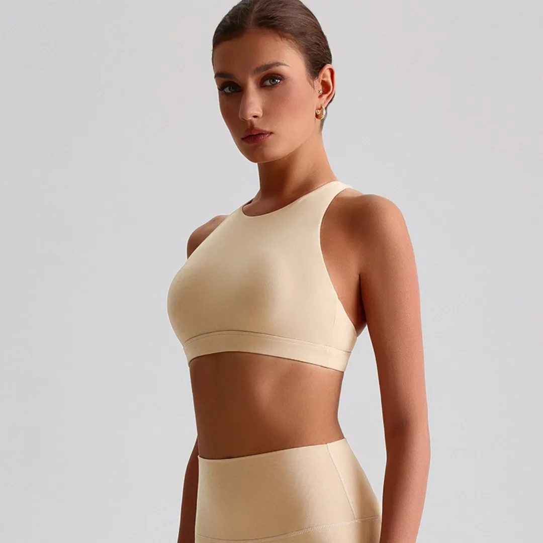 

Solid Color Butter Cross Back Gym Underwear Sports Top Women Fitness Bra Tights Yoga Vest High impact shockproof With Chest Pad