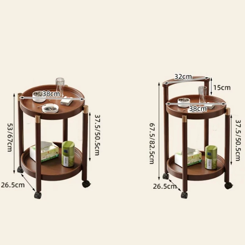 Round Occasional Side Tables Salon Drinks Hallway Modern End Table Double-layer Small Tavolino Da Divano Livingroom Furniture