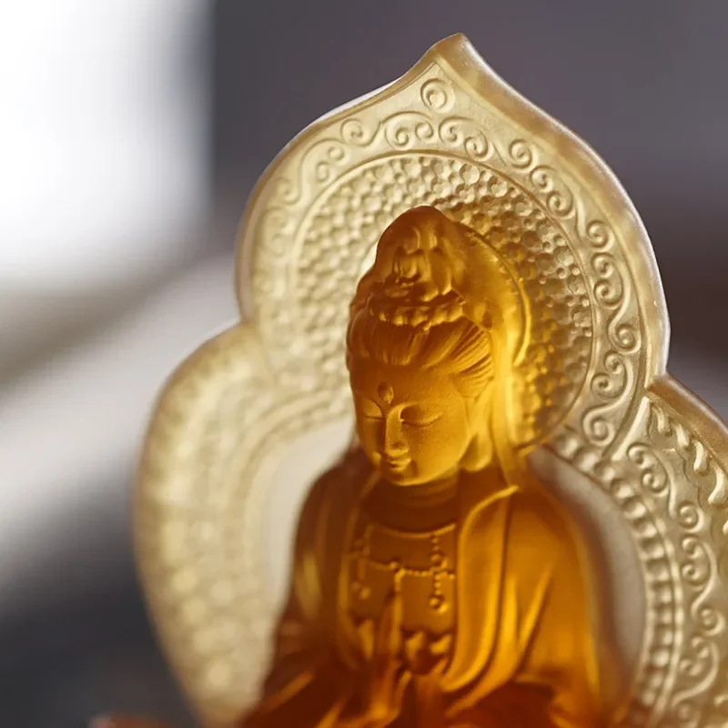 Glazed Guanyin Statue Car Interior Decoration Aromatherapy Ornament Buddhist Figure for Center Console Home Decor Safety Gift
