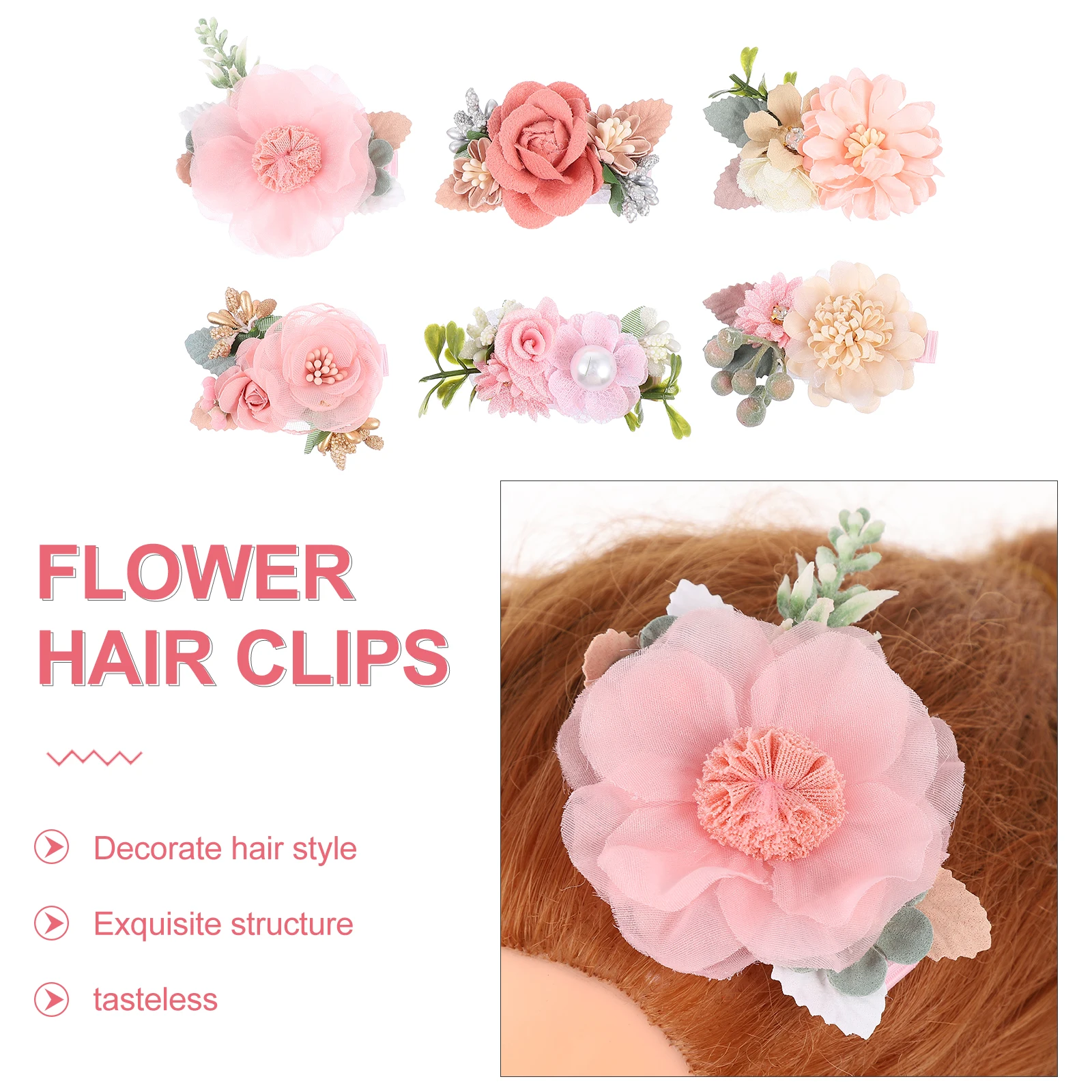 

6 Pcs Flower Hairpin Barrettes for Women Fine Accessories Girls Clip Clips Pins
