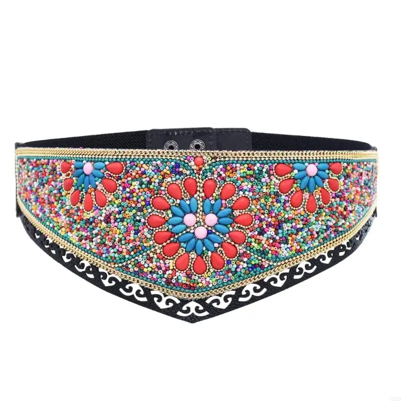 여성을위한 보헤미안 구슬 허리 체인 수제 조절 식 벨트 민족 보석