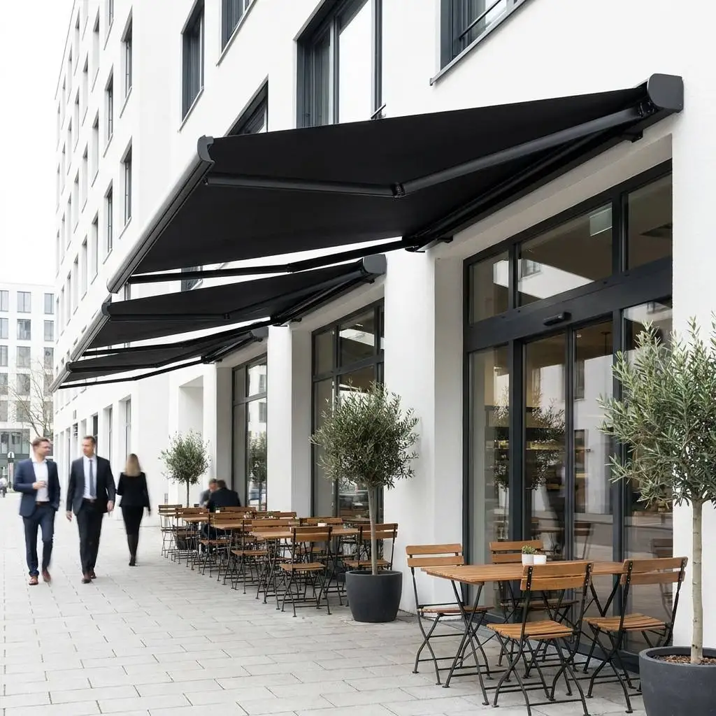 Coffee Shop Milk Tea Store Outdoor Sunshade Leisure Entertainment Canopy Commercial Aluminum Frame Rainproof Materials Awning