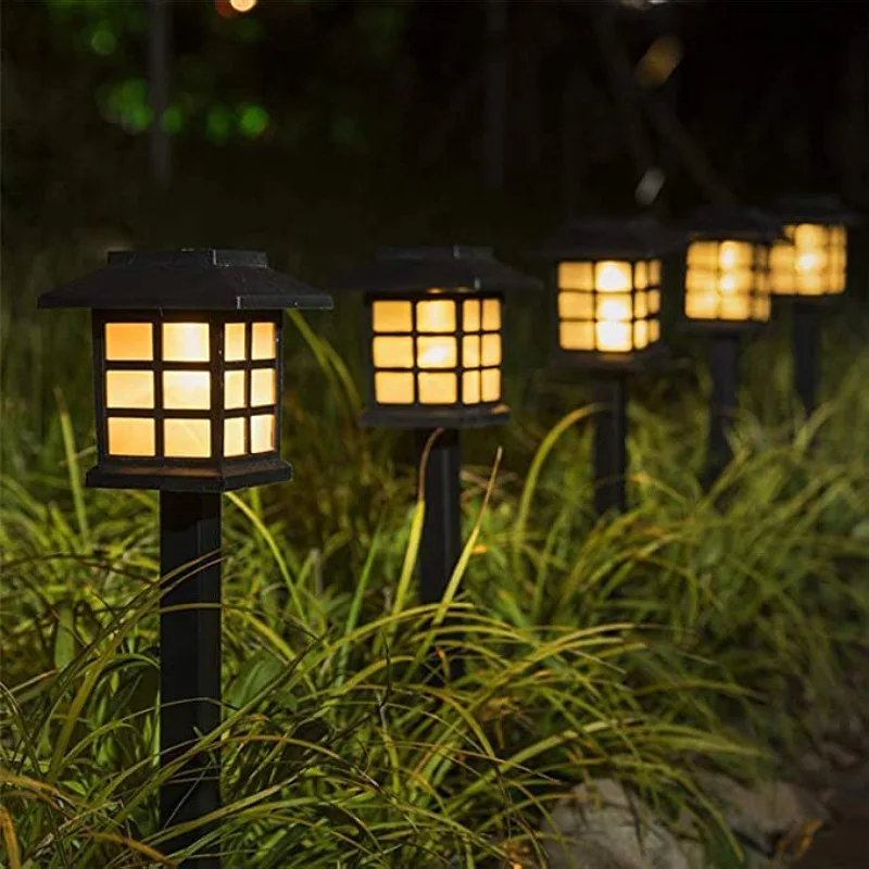 Solar Outdoor Lawn Lights Retro House Shaped Lamp Waterproof Courtyard Garden Decoration Night Lamp Inserted Small Palace Lights