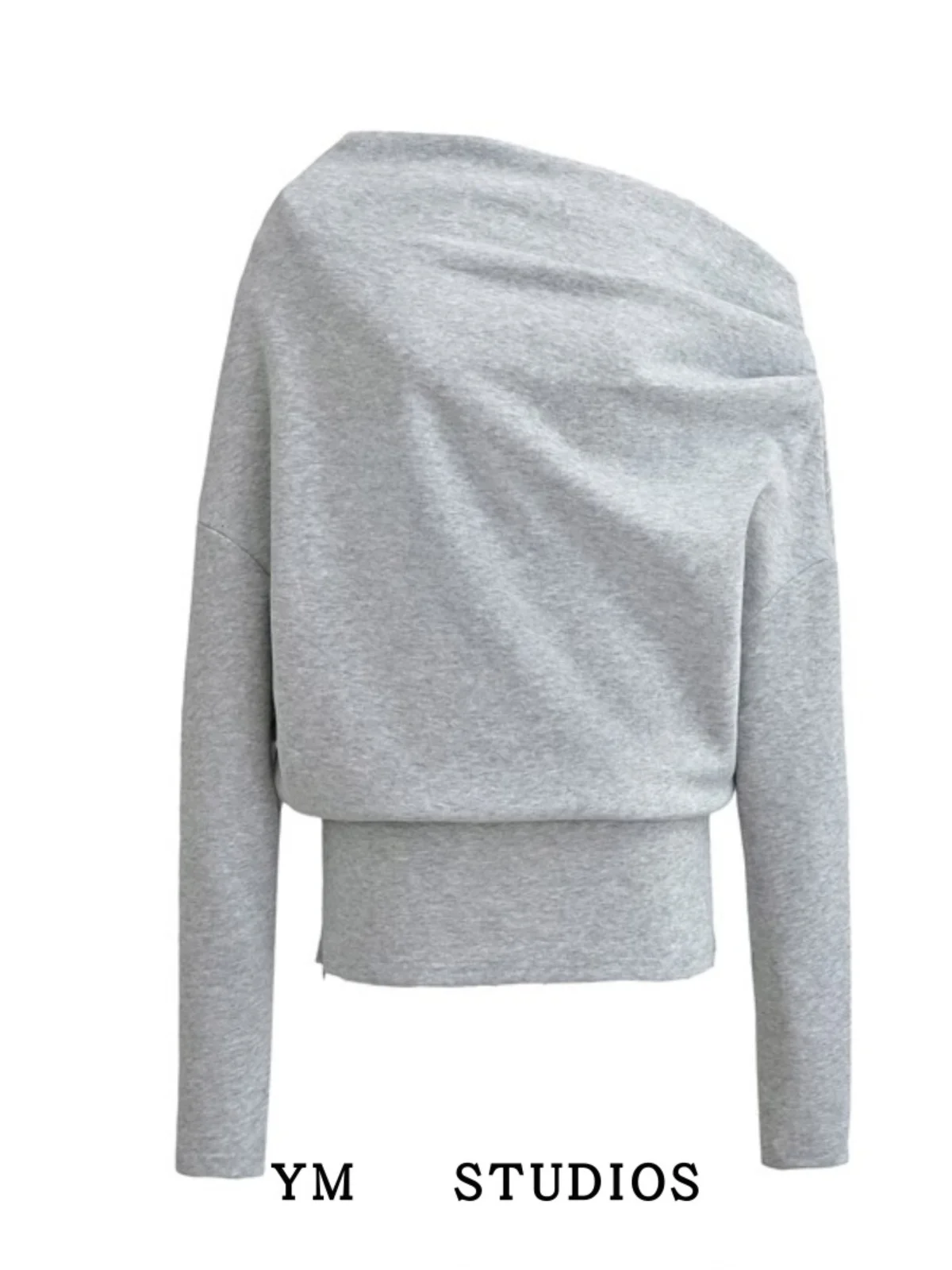 

Свободный длинный свитшот с американским дизайном, плиссированная основа с боковыми сторонами, повседневная спортивная одежда Lazy oulder Street Sle