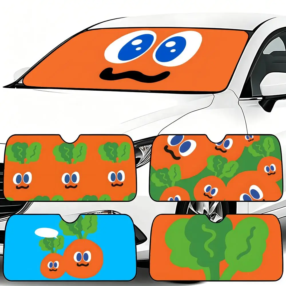 

Cartoon MOJO CARROT Sun Visor Car Windshield Sunshade Foldable Automotive Protection Sun Block Cover