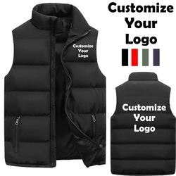 Personalizado homens e mulheres moda outono inverno colete casacos & jaquetas engrossar gola de algodão cor sólida colete para baixo