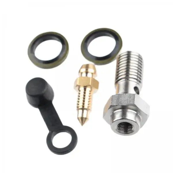 

M10x1.25 Stainless Steel Banjo Bolt Bleeder Screw Set with Washer for Motorcycle Brake Caliper Fuel Oil Adapter