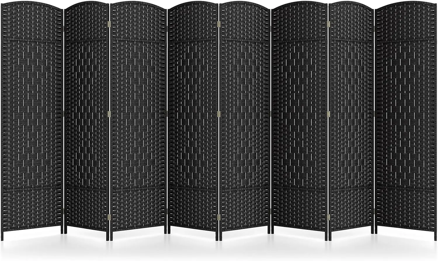 Giantex Room Divider 8 Panel - 6 Ft Folding Privacy Screen, Fully Assembly, Solid Wood Frame, Hand-Woven Friendly Plant Fiber