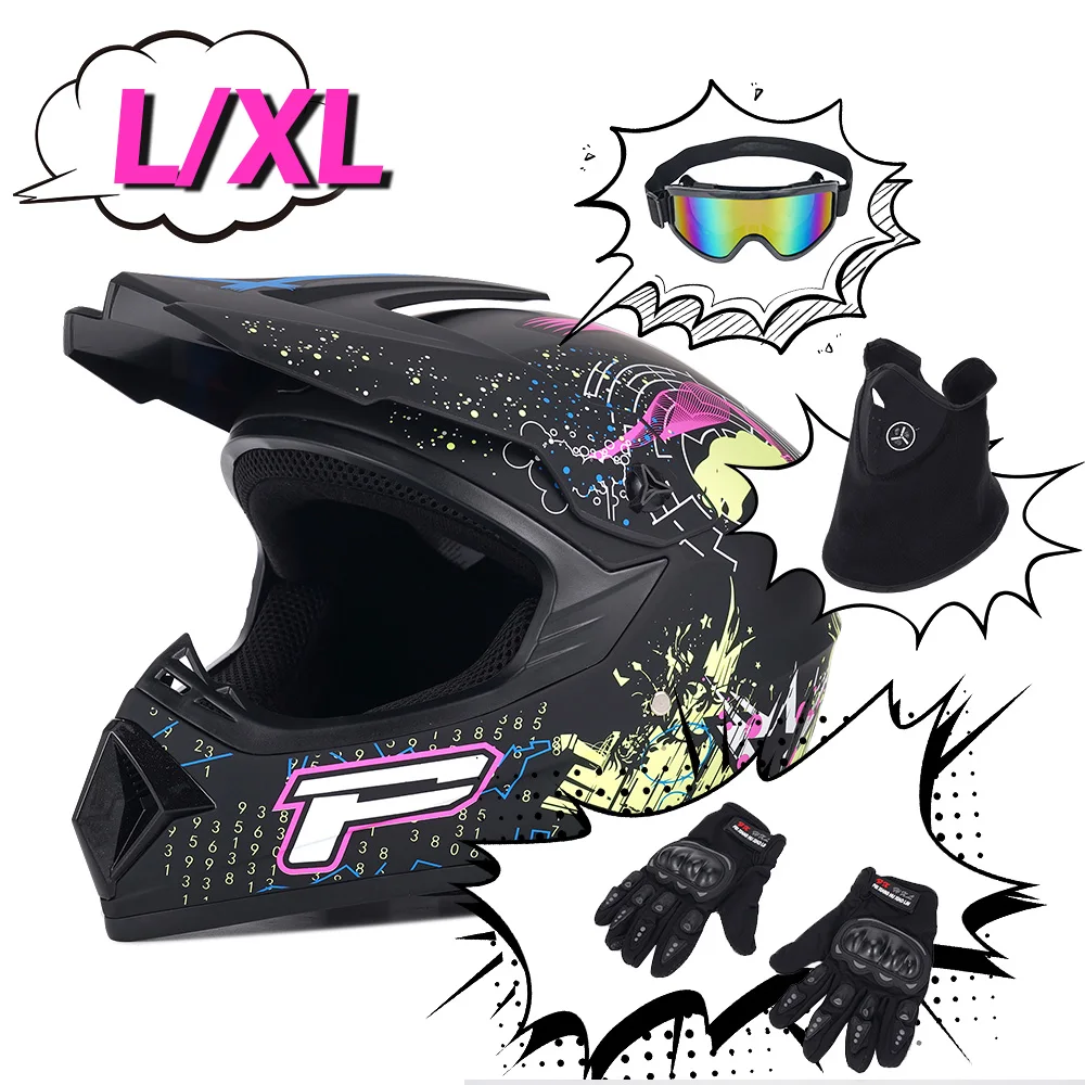 

Adult Motocross Helmet All - Terrain Vehicle (UTV/ATV) Full Face Helmet With Helmet Goggles Gloves And Face Shield Matte Model