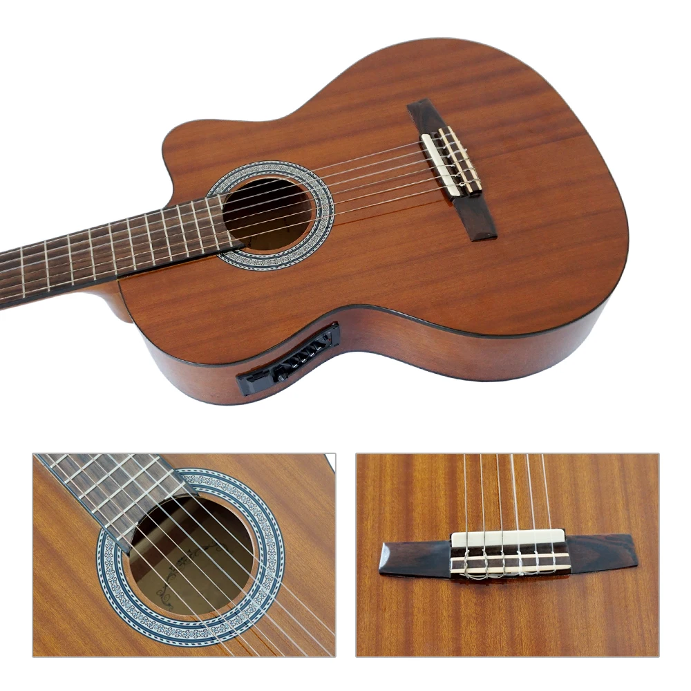 Aiersi brand hot sale cutaway 39 inch customized electric classical guitar with nylon string