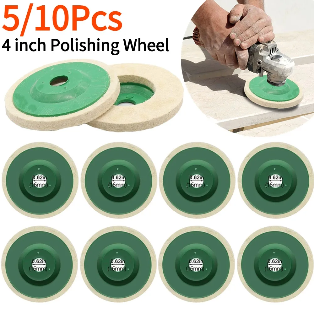 

5-10Pcs Wool Polishing Wheel Buffing Pads 4 inch Angle Grinder Wheel Felt Polishing Pad Disc For Metal Marble Glass Ceramics