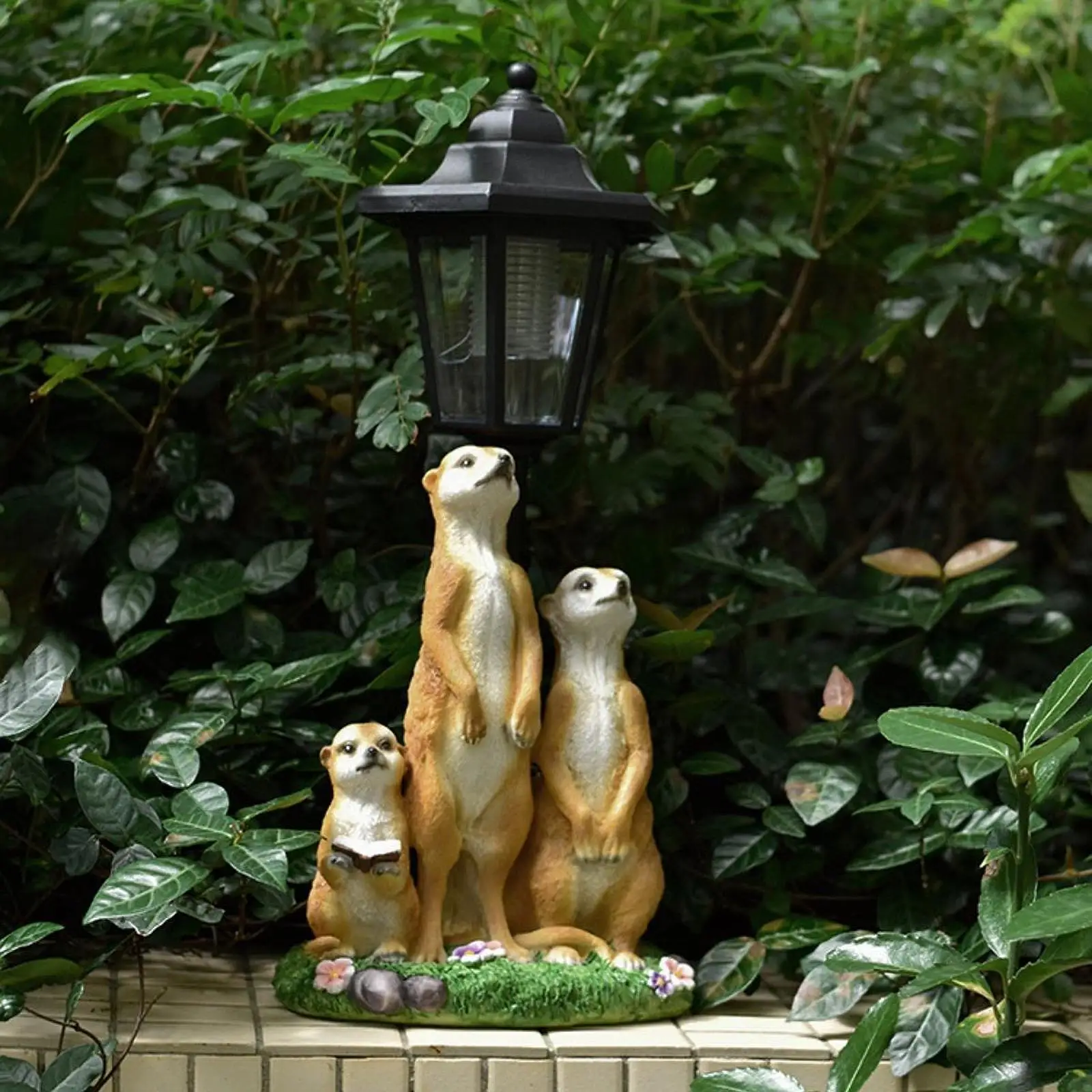 

Садовая статуя солнечного света Meerkat, забавная уникальная декоративная скульптура «Семья трех сурикат» для патио, сада, подарок на новоселье
