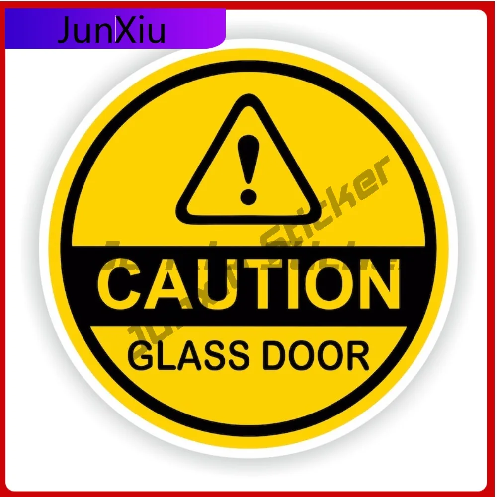 

Glass Door Caution Yellow Circle Warning Sticker Graphic Diy Personalized Door Stickers For Car Front Bumper Suv Decals Motor