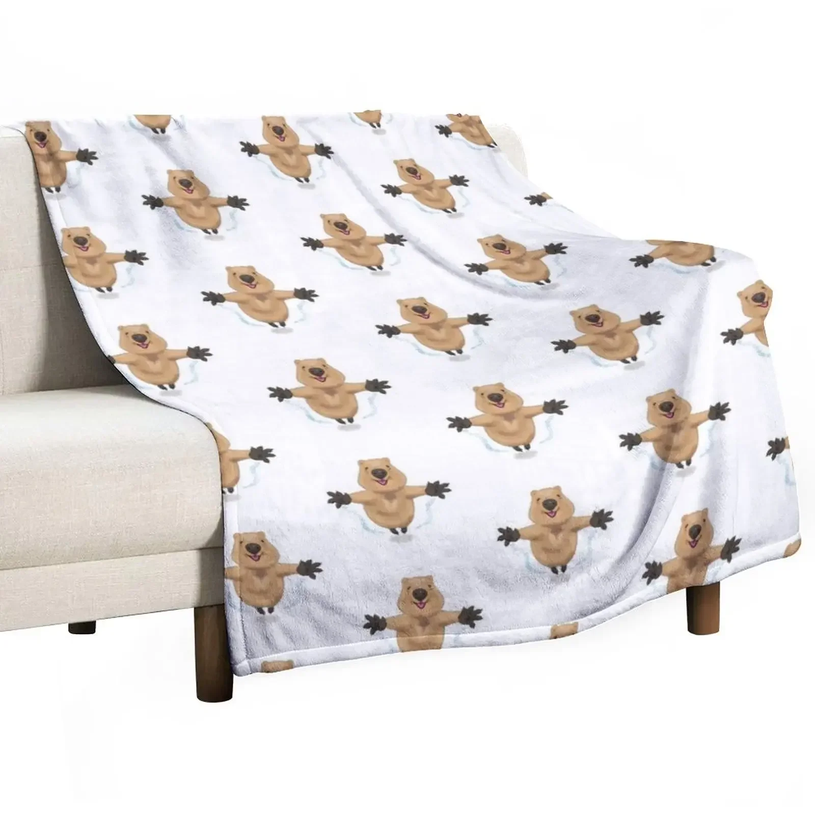 happy like a quokka Throw Blanket Summer Beddings For Baby Personalized Gift Bed linens Blankets