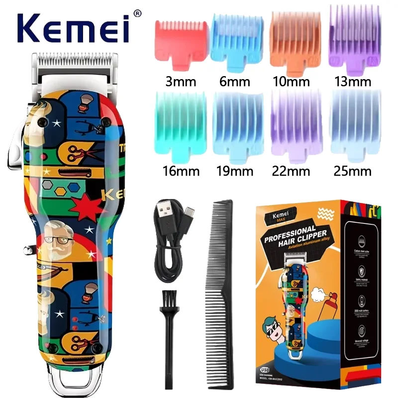 

Kemei KM-MAX2092 Rechargeable Hair Cutting Machine Electric Hair Clippers Professional Barber Hair Trimmers Men Haircut Machine