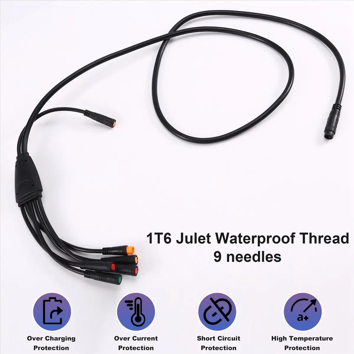1T6 Waterproof Cable 9 Pins for Ebike Extension Cable Electric Bicycle Connectors for Throttle, Brake, Display [JQ-EN&RS]