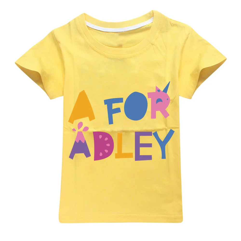 2024 New Kids Short Sleeve Tees A for Adley T-shirt Children's Boys Girls Pullover Clothes Printed Cartoon Casual Cotton Tops