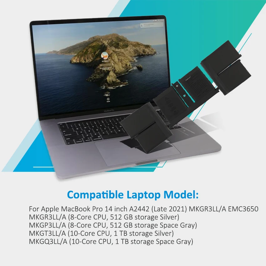 Imagem -05 - Kingsener-bateria do Portátil para Apple Macbook Pro A2519 14 A2442 Final de 2023 Mkgr3ll a Emc3650 11.47v 54.6 Whr 6068mah