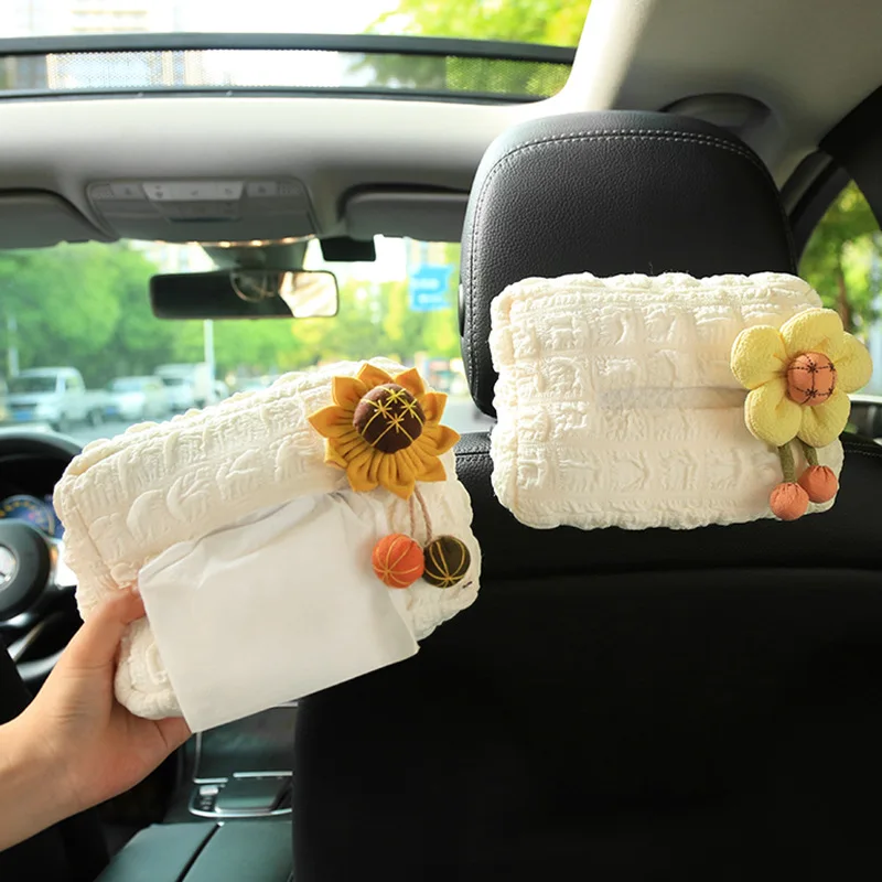 Car Tissue Box Hanging Puffrug Cartoon Cute Creative Car Safety Seat Doll Hanging Bag Car Children Tissue Storage Box