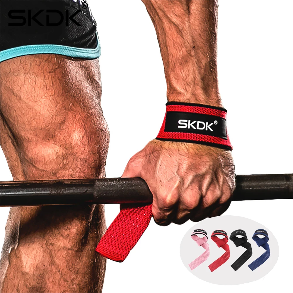 

SKDK Weightlifting Gym Anti-Slip Sport Safety Wrist Straps Weight Lifting Wrist Support Crossfit Hand Grips Fitness Bodybuilding