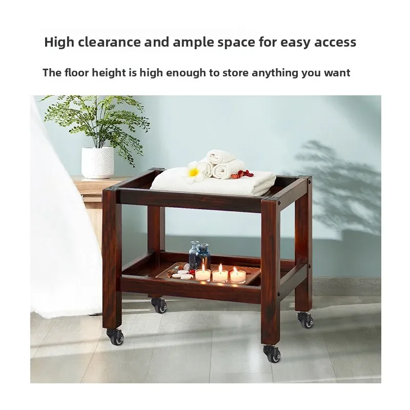 Wooden two-layer Infini storage Rolling cart Beauty cart, trolley storage rack Movable storage rack