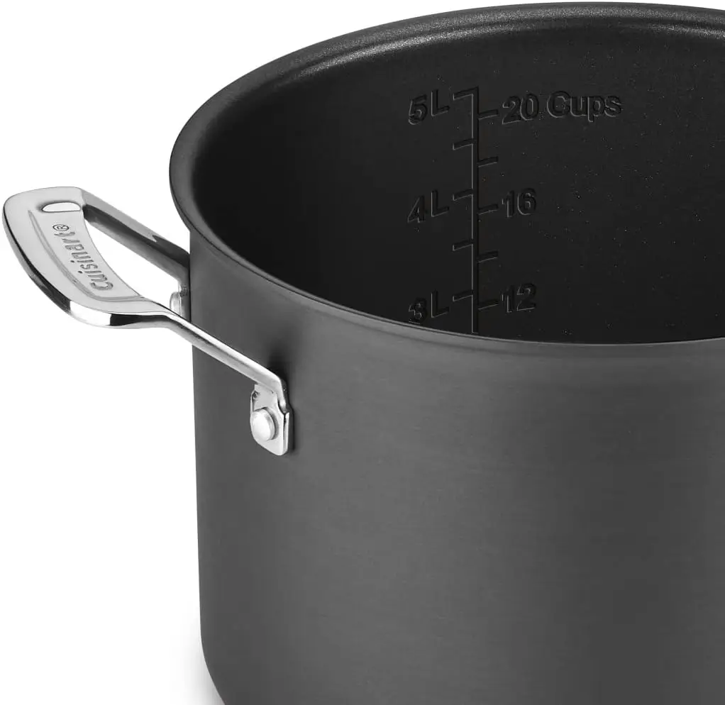 N61-11 طقم أواني طهي متداخلة صلبة مؤكسدة غير لاصقة، 11 قطعة، أسود